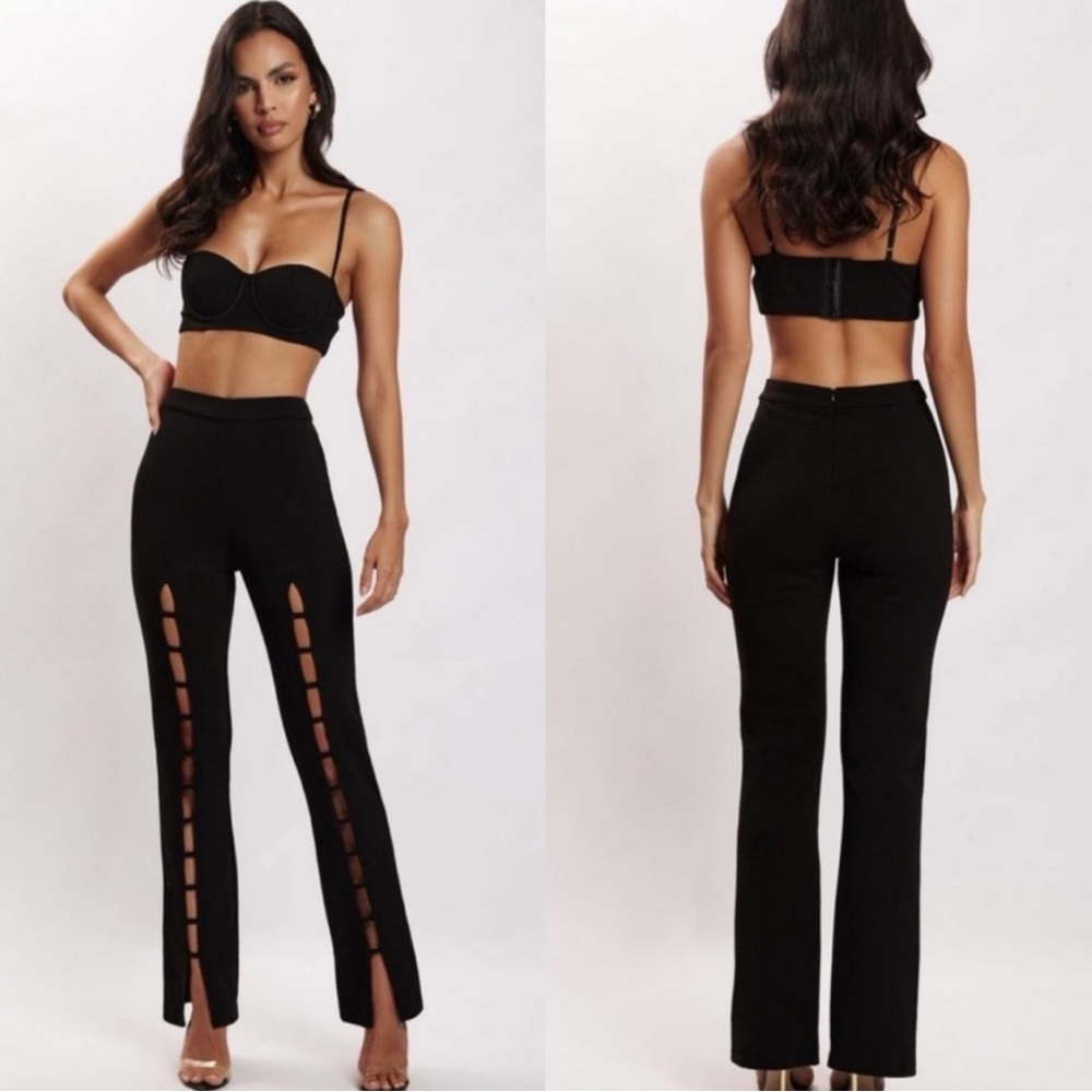 NWT Meshki Alida Black Cut Out Straight Leg Pants Small Going Out Party Chic